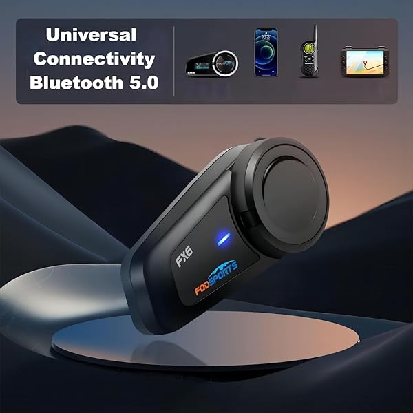 Fodsports FODSPORTS FX6 Motorcycle Bluetooth Headset: 1000m Intercom for 6 Riders, Waterproof & Universal Helmet Communication - View 8 of 11