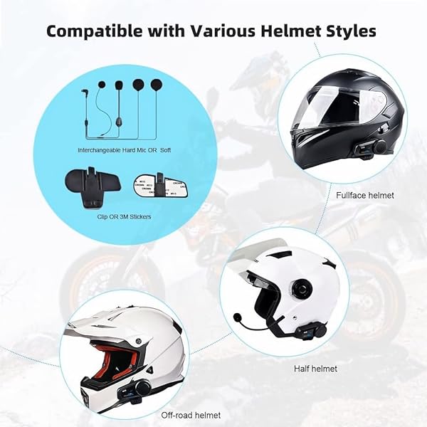 Fodsports FODSPORTS FX6 Motorcycle Bluetooth Headset: 1000m Intercom for 6 Riders, Waterproof & Universal Helmet Communication - View 10 of 11