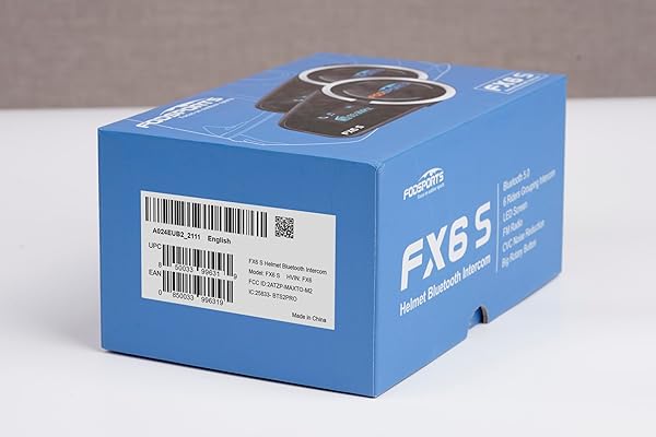 Fodsports FODSPORTS FX6 Motorcycle Bluetooth Headset: 1000m Intercom for 6 Riders, Waterproof & Universal Helmet Communication - View 11 of 11