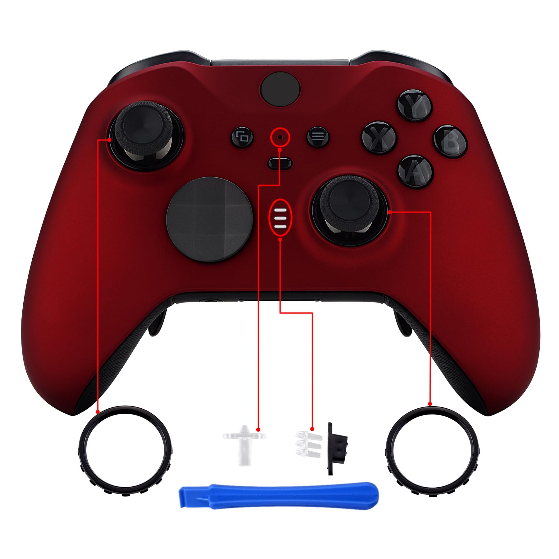 eXtremeRate eXtremeRate Scarlet Red Faceplate Cover for Xbox Elite 2 Controller Soft Touch Replacement Kit Model 1797 - View 4 of 8