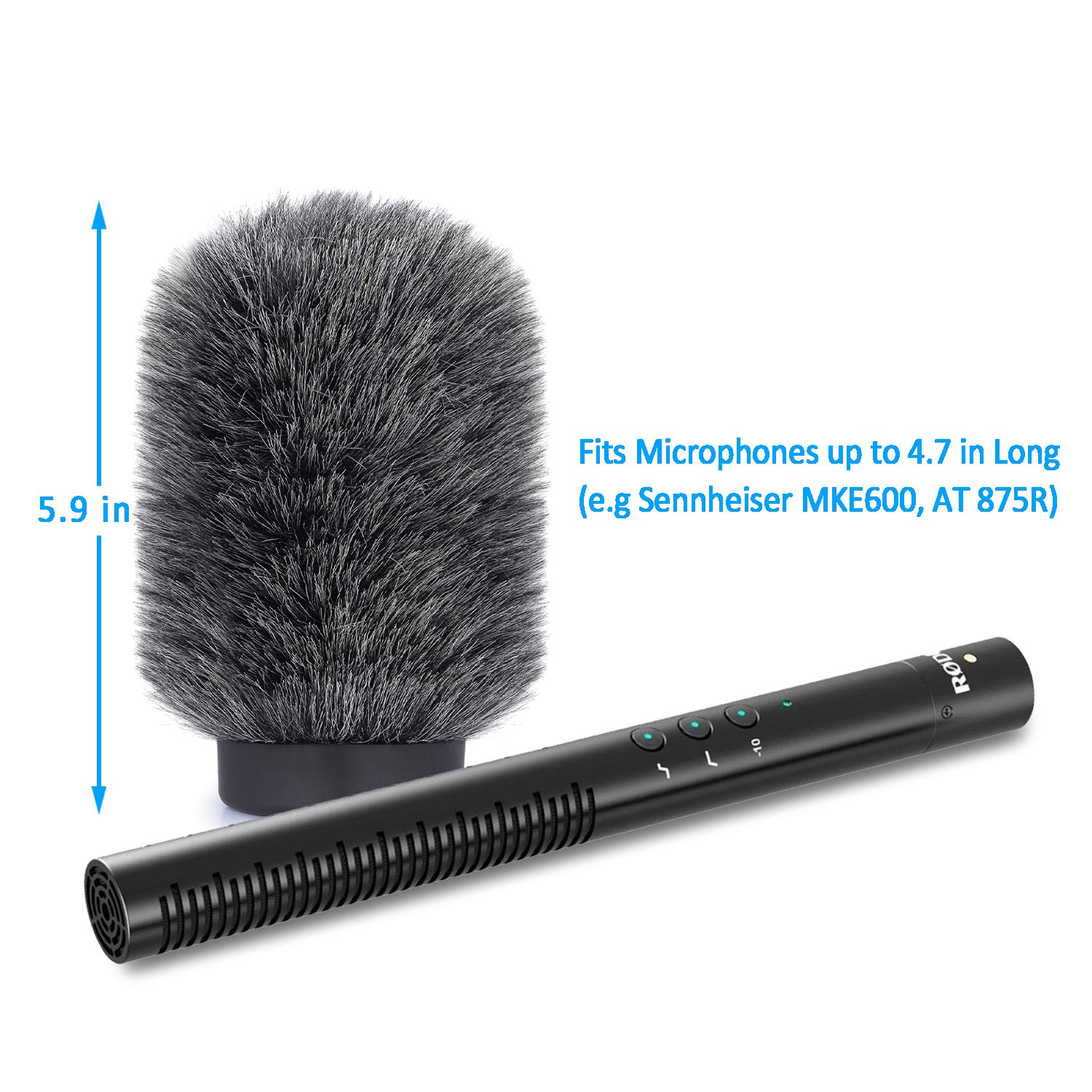 YOUSHARES YOUSHARES Deadcat Wind Muff for Rode NTG4 MKE 600 Audio-Technica AT875R Shotgun Microphones Windscreen Up to 4.7 Inches Long - View 4 of 6