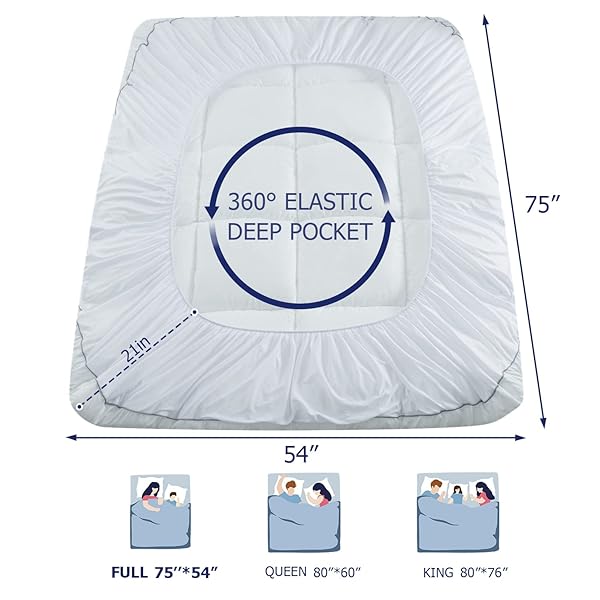 Marine Moon Marine Moon Extra Thick Cooling Plush Pillow Top Mattress Bed Topper Fluffy Soft Hotel Quality Down Alternative for Full Size Bed - View 6 of 7