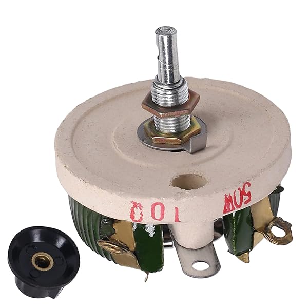 Fielect 50W 10R Ohm Ceramic Wire Wound Potentiometer Linear Rotary Resistor Rheostat for Industrial Machinery RPM Control