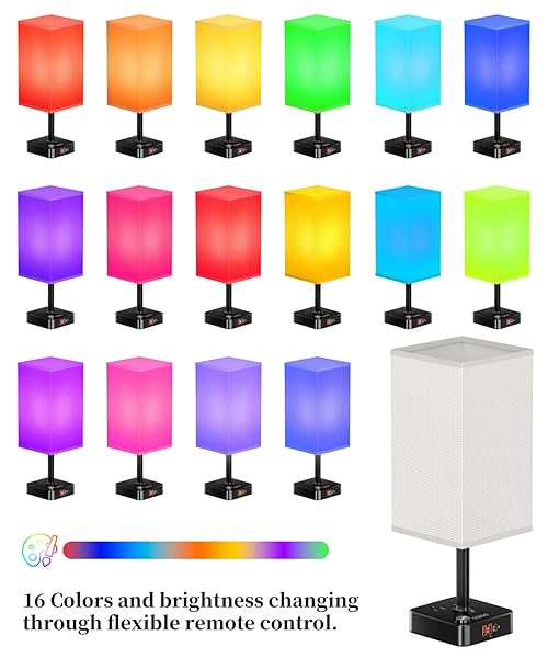 cozoo Cozoo Bluetooth WiFi RGB USB Bedside Table Lamp with Charging Ports and Outlets Dimmable Music Sync Color Changing Light for Home Bedroom - View 2 of 8