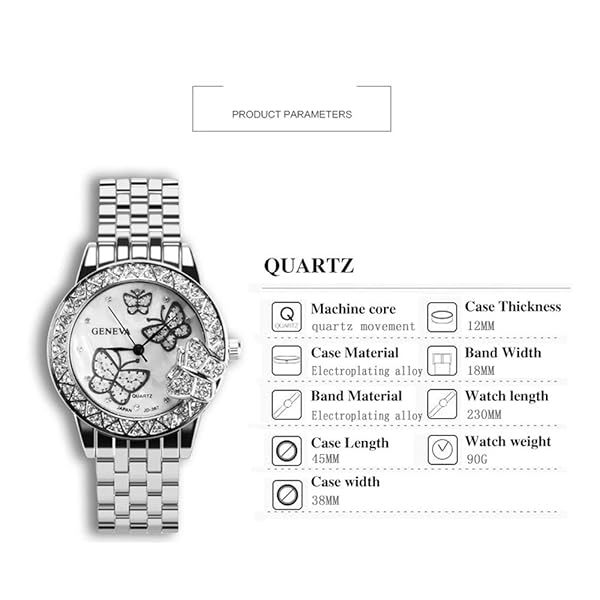 Weicam Weicam Women 3 Pc Simple Crystal Butterfly Watch Analog Quartz Wrist Watches Jewelry Set - View 5 of 9