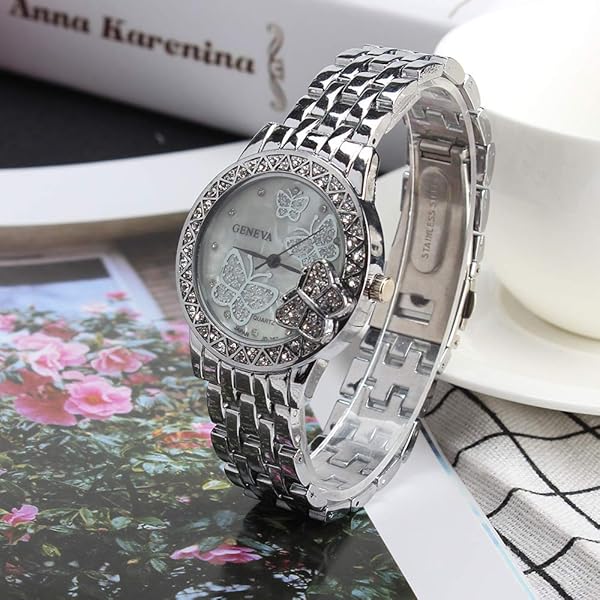 Weicam Weicam Women 3 Pc Simple Crystal Butterfly Watch Analog Quartz Wrist Watches Jewelry Set - View 7 of 9