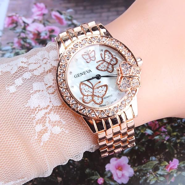 Weicam Weicam Women 3 Pc Simple Crystal Butterfly Watch Analog Quartz Wrist Watches Jewelry Set - View 8 of 9