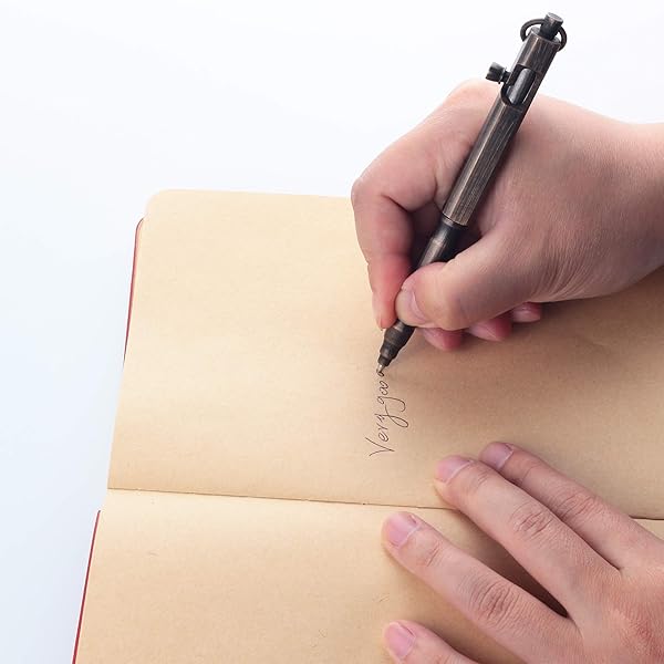 SMOOTHERPRO SMOOTHERPRO Solid Brass Bolt Action Pen for Tremors & Arthritis - Stylish EDC Pocket Tool in Natural Finish (BR630) - View 8 of 9