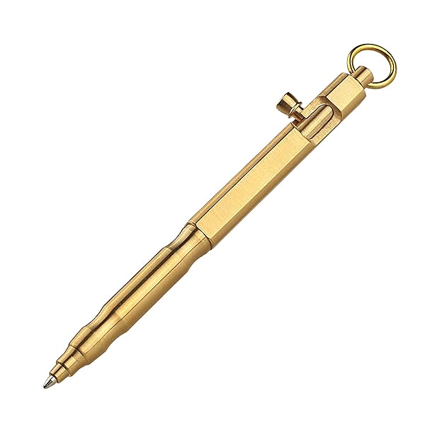 SMOOTHERPRO SMOOTHERPRO Solid Brass Bolt Action Pen for Tremors & Arthritis - Stylish EDC Pocket Tool in Natural Finish (BR630) - View 3 of 9