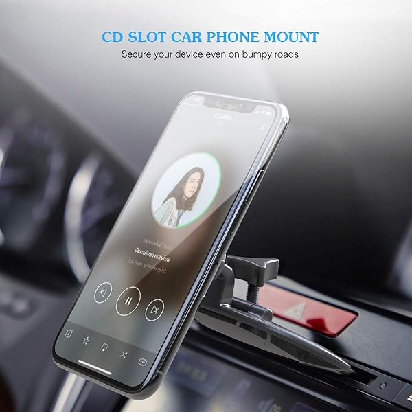 VIIMAKE VIIMAKE Magnetic Car Phone Mount for iPhone and Galaxy Models Secure CD Slot Holder with 6 Strong Magnets Black - View 6 of 7