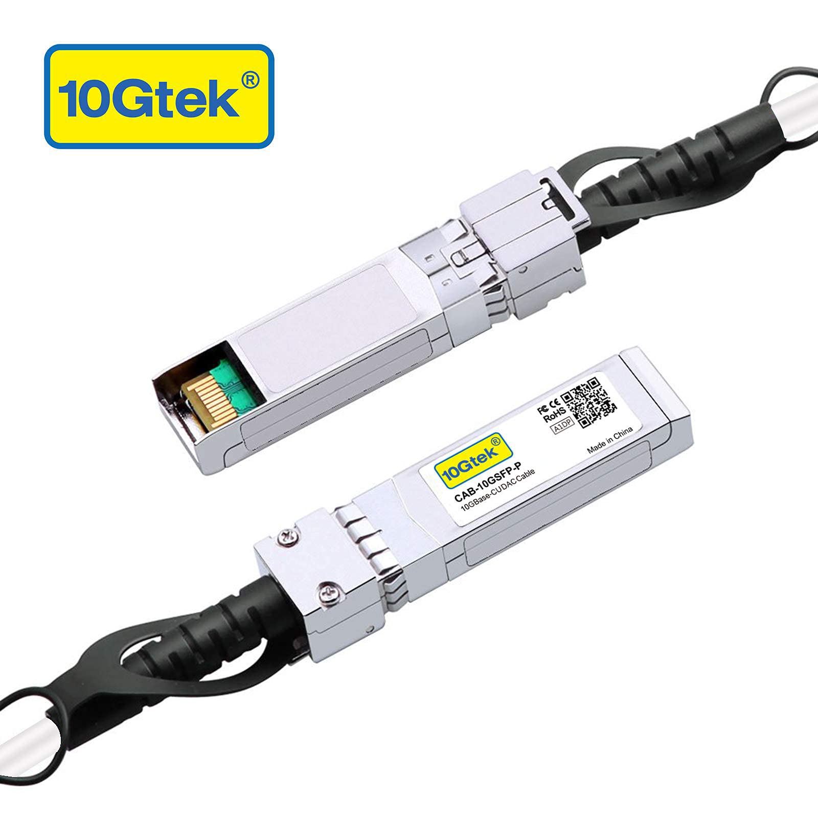 10Gtek White 10G SFP+ DAC Cable 0.5 Meter Twinax for Cisco Ubiquiti D-Link Supermicro Netgear Mikrotik Fortinet - View 2 of 9