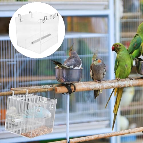 POPETPOP POPETPOP No Mess Bird Feeder for Cage with Hooks Ideal Parrot Accessories for Parakeet Canary Cockatiel Finch Feeding - View 2 of 9