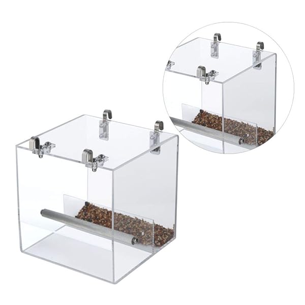 POPETPOP POPETPOP No Mess Bird Feeder for Cage with Hooks Keeps Cage Cleaner for Parakeet Canary Cockatiel Finch Foraging Systems Seed Corral - View 6 of 8