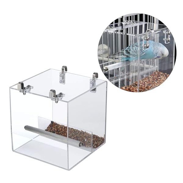 POPETPOP POPETPOP No Mess Bird Feeder for Cage with Hooks Keeps Cage Cleaner for Parakeet Canary Cockatiel Finch Foraging Systems Seed Corral - View 8 of 8