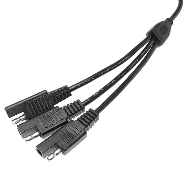 DGZZI DGZZI SAE Power Extension Cable 35cm 18AWG Y Splitter 1 to 3 Connector for Solar Panel Charging Adapters - View 2 of 4