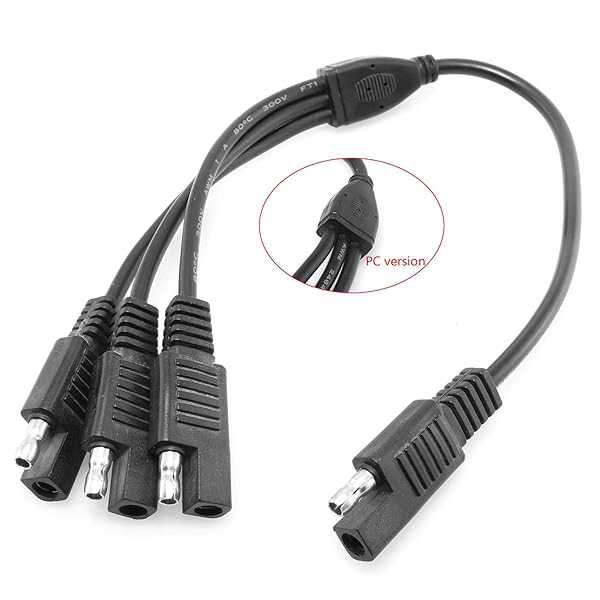 DGZZI DGZZI SAE Power Extension Cable 35cm 18AWG Y Splitter 1 to 3 Connector for Solar Panel Charging Adapters - View 3 of 4