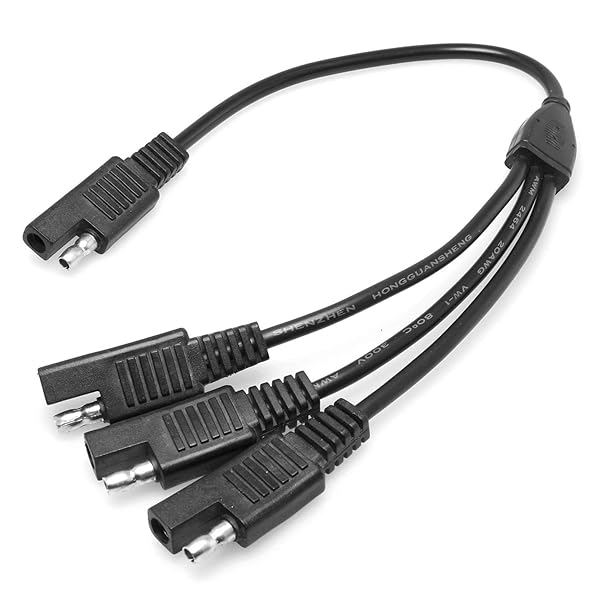 DGZZI DGZZI SAE Power Extension Cable 35cm 18AWG Y Splitter 1 to 3 Connector for Solar Panel Charging Adapters