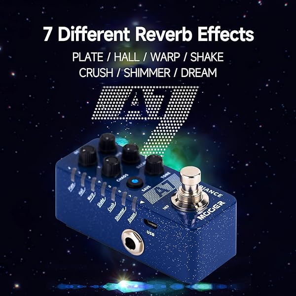MOOER MOOER A7 Ambiance Mini Reverb Pedal with Lofi Octave Modulation Effects and Infinite Trail Function - View 3 of 7
