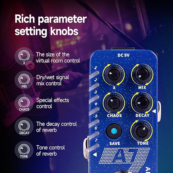 MOOER MOOER A7 Ambiance Mini Reverb Pedal with Lofi Octave Modulation Effects and Infinite Trail Function - View 4 of 7