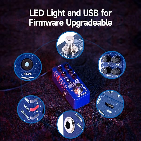 MOOER MOOER A7 Ambiance Mini Reverb Pedal with Lofi Octave Modulation Effects and Infinite Trail Function - View 7 of 7