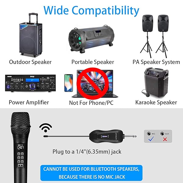 Kithouse K28 Rechargeable Wireless Microphone Karaoke Cordless with Volume Echo Control UHF Handheld Dynamic Microphone for Singing Speech Black - View 4 of 6