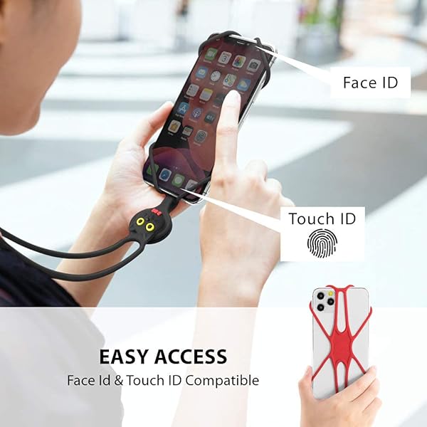 BONE BONE Lanyard Phone Tie 2 Adjustable Silicone Neck Holder for Smartphones Red - View 4 of 7