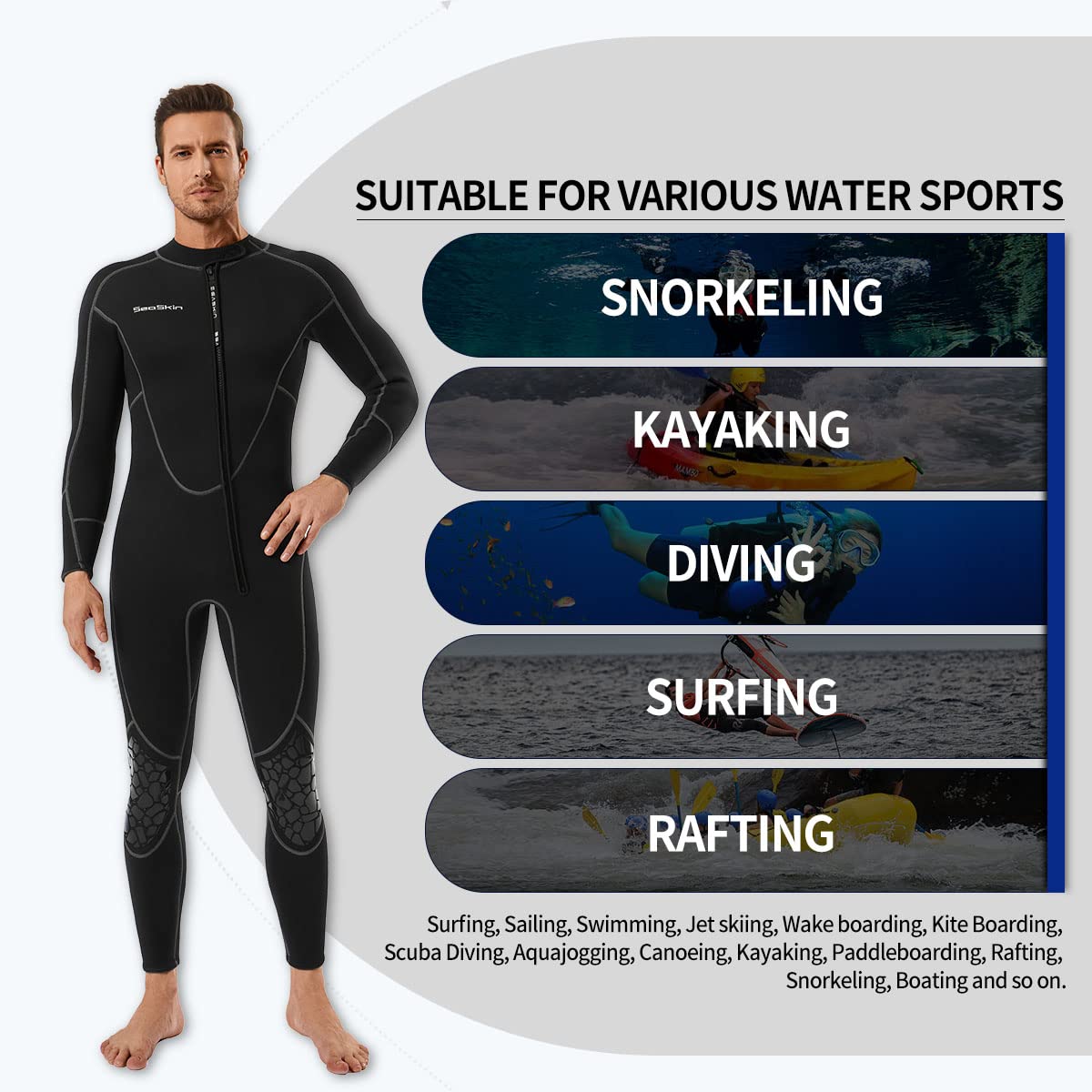 Seaskin Seaskin Mens 3mm Shorty Wetsuit Full Body Diving Suit Front Zip for Diving Snorkeling Surfing Swimming X-Large - View 6 of 6