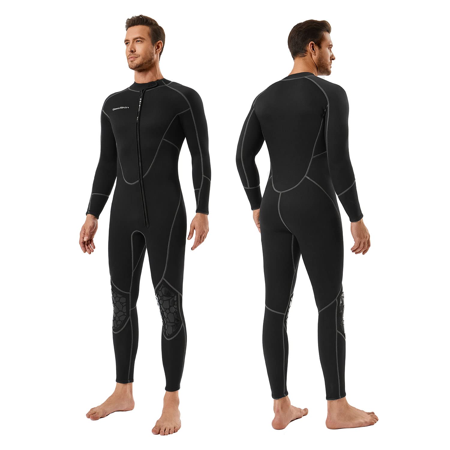 Seaskin Seaskin Mens 3mm Shorty Wetsuit Full Body Diving Suit Front Zip for Diving Snorkeling Surfing Swimming X-Large