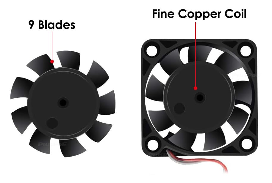 PLUSPOE PLUSPOE 2-Pack 40mm x10mm DC 5V USB Brushless Cooling Fan Quiet Operation Dual Ball Bearing Small Computer Fan - View 3 of 5