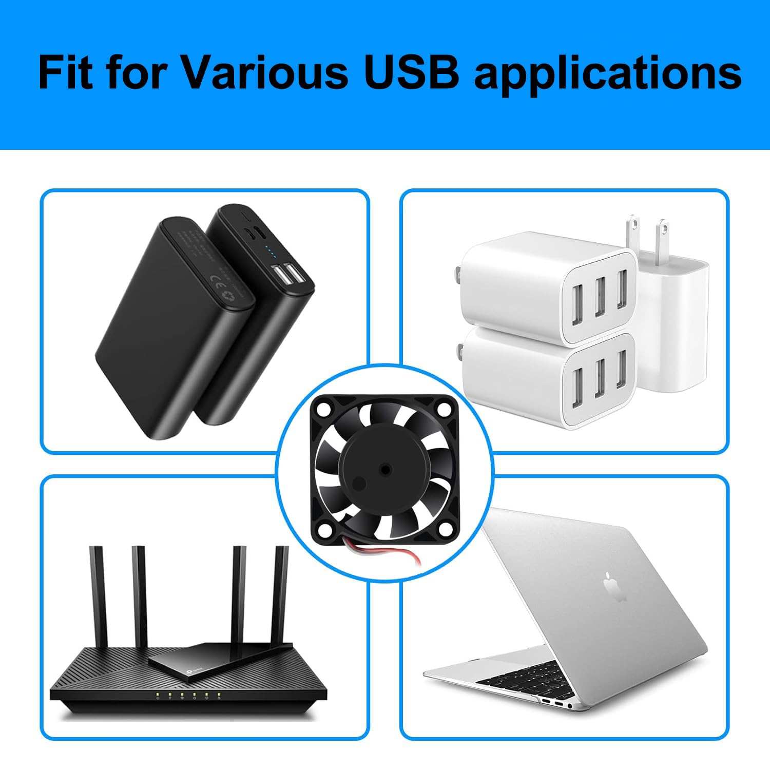 PLUSPOE PLUSPOE 2-Pack 40mm x10mm DC 5V USB Brushless Cooling Fan Quiet Operation Dual Ball Bearing Small Computer Fan - View 4 of 5