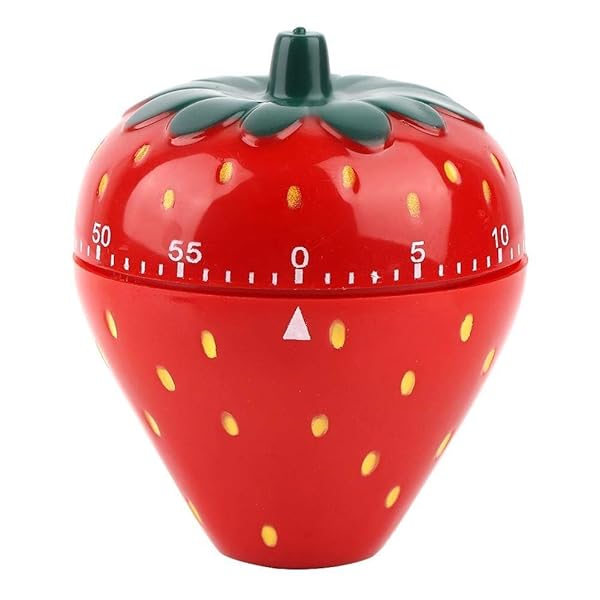 Maxmartt Strawberry Kitchen Timer - 60 Min Wind-Up Countdown, No Batteries, Loud Ring for Cooking & Study
