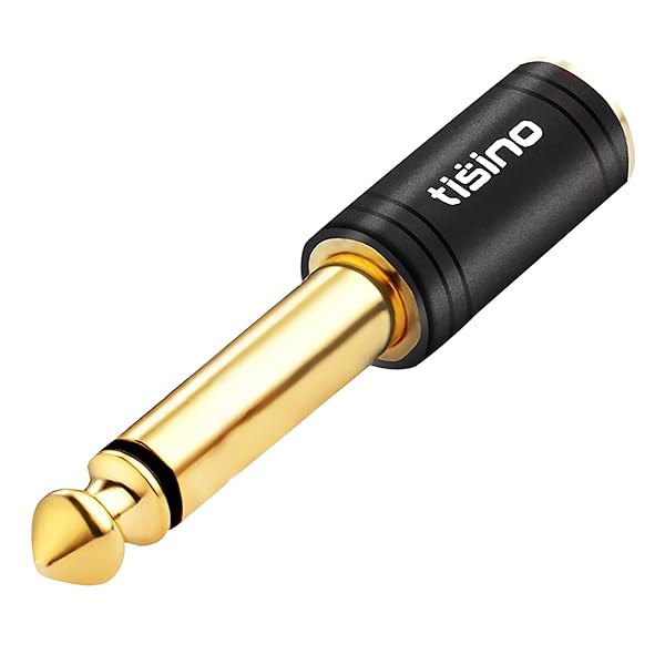 Tisino 1/4 Mono to 3.5mm Stereo Adapter - Gold Plated 6.35mm TS Male to 1/8 inch TRS Female Connector, Black