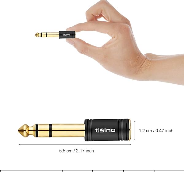 Tisino "Tisino 3.5mm to 1/4 Stereo Adapter - 1/8" Female to 1/4" Male Aux Converter - Black, 1PCS" - View 6 of 6