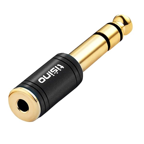 Tisino "Tisino 3.5mm to 1/4 Stereo Adapter - 1/8" Female to 1/4" Male Aux Converter - Black, 1PCS" - View 2 of 6