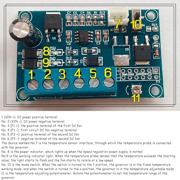 Acxico Acxico 1Pcs DC 12V 24V 4A 2 Way Automatic PC CPU Fan Temperature Control Board PWM Speed Controller Module - View 3 of 7