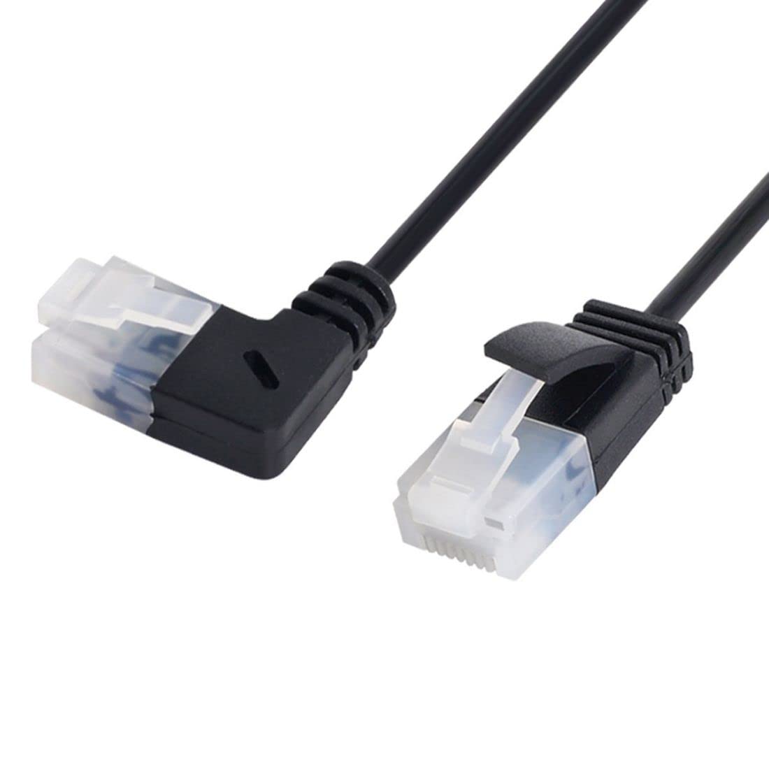Chenyang Cat6 RJ45 Ultra Slim 90 Degree Left Angled Ethernet Extension Cable 0.5M for Laptop Router TV Box