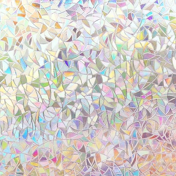 Volcanics Volcanics Privacy Film Static Window Clings Vinyl Rainbow 3D Decals for Glass Door Heat Control Anti UV 35.4 x 78.7 Inches