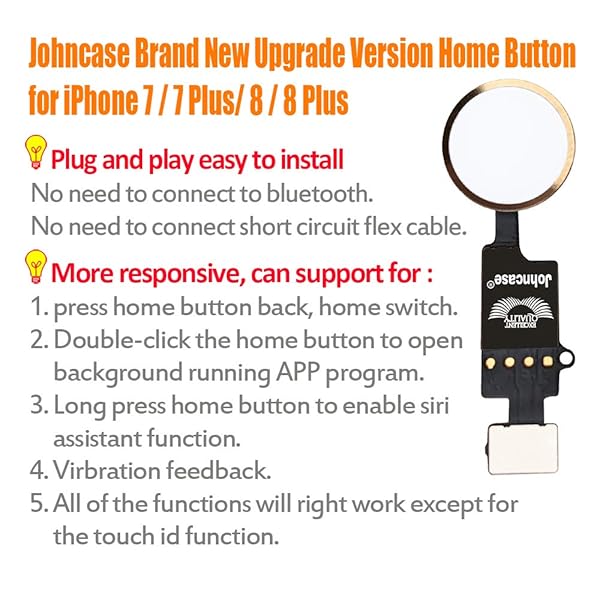 Johncase Johncase Home Button Flex Ribbon Cable Assembly Replacement for iPhone 7 7 Plus 8 8 Plus All Carriers Gold - View 2 of 7