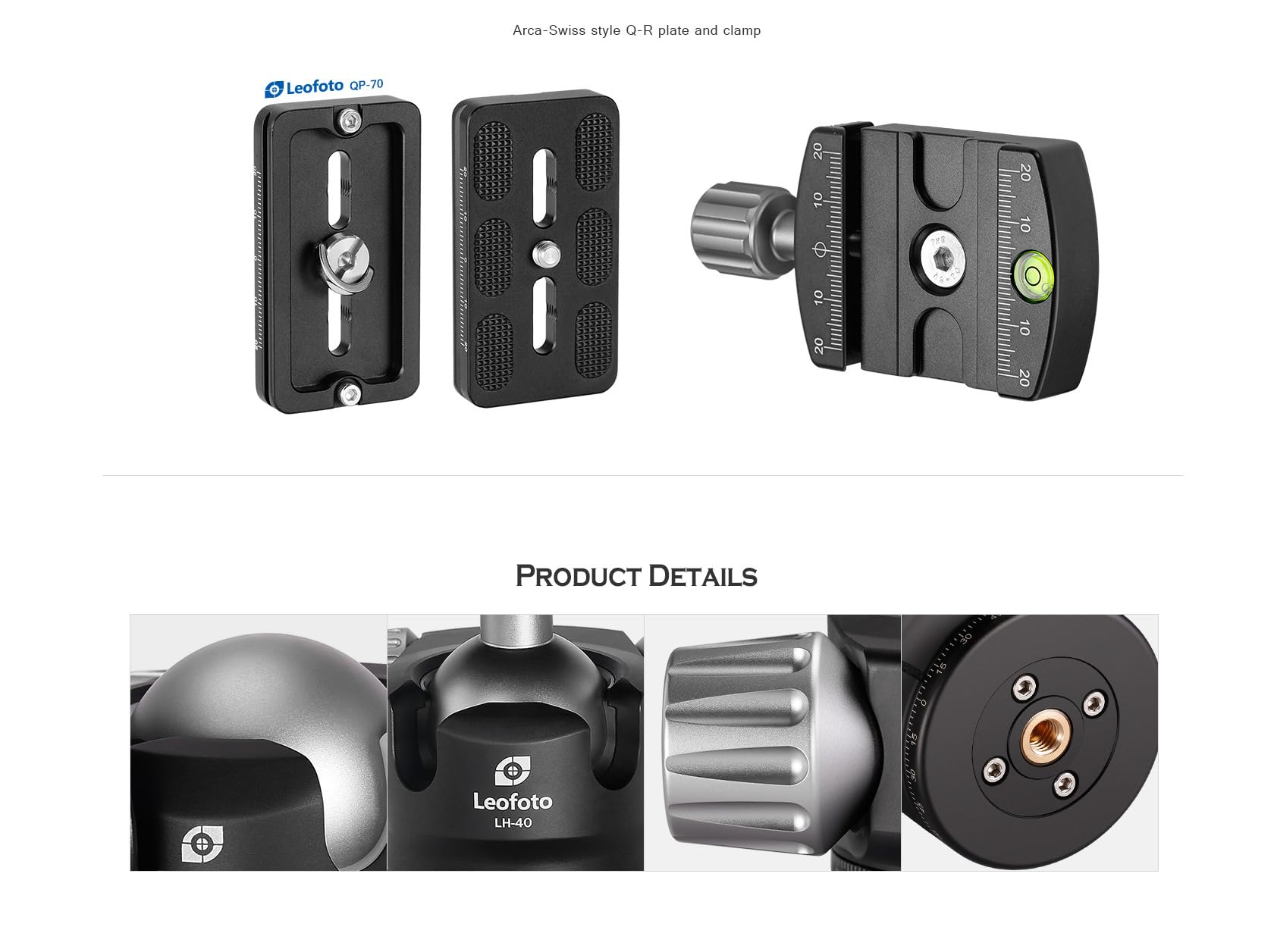 LEOFOTO LH-40 Camo 40mm Low Profile Ball Head Arca RRS Compatible with Independent Pan Lock for Photography - View 3 of 3