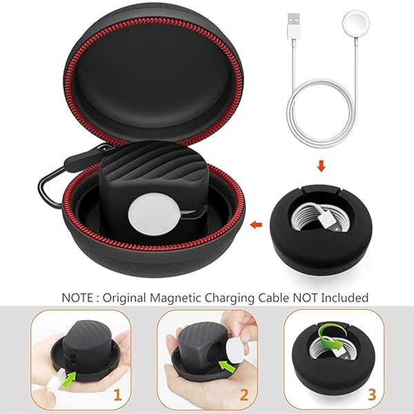 HALLEAST HALLEAST Travel Case for Apple Watch Charger - Portable EVA Dock for Series 1-10 with Night Stand Mode - View 4 of 8