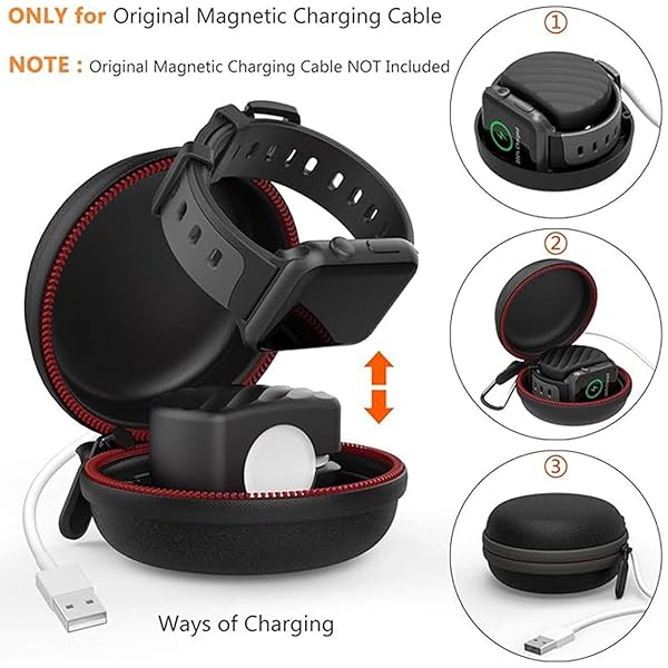 HALLEAST HALLEAST Travel Case for Apple Watch Charger - Portable EVA Dock for Series 1-10 with Night Stand Mode - View 5 of 8