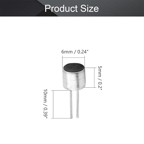 Fielect Fielect 30Pcs 6050P-54DB Electret Microphone Pickup 6mm x 5mm Cylindrical Condenser Microphone with Pins - View 3 of 8
