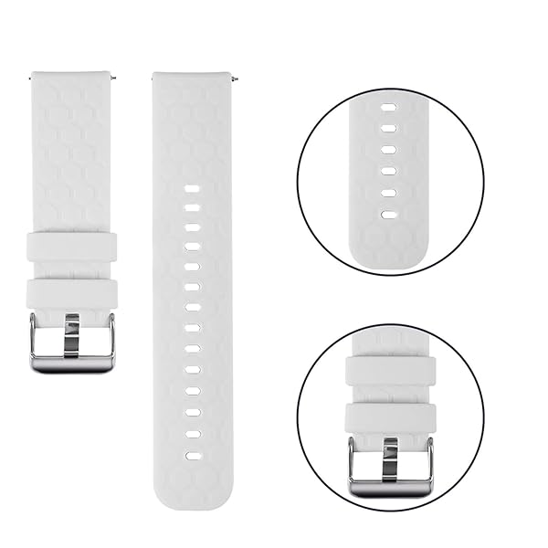 Turnwin Turnwin 18mm 20mm 22mm Silicone Quick Release Wristband Replacement Sports Strap for Smartwatch White for Men and Women - View 3 of 7