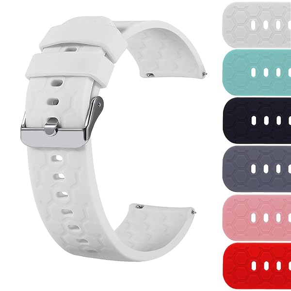 Turnwin Turnwin 18mm 20mm 22mm Silicone Quick Release Wristband Replacement Sports Strap for Smartwatch White for Men and Women