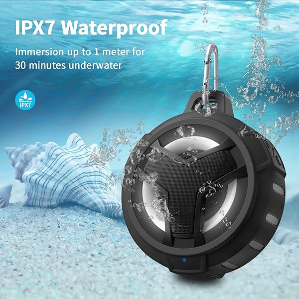EBODA EBODA Bluetooth Shower Speaker: IP67 Waterproof, LED Light, 2000mAh, True Wireless Stereo - Perfect for Kayaking & Beach Gifts - View 4 of 10