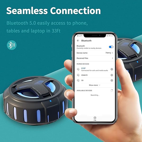 EBODA EBODA Bluetooth Shower Speaker: IP67 Waterproof, LED Light, 2000mAh, True Wireless Stereo - Perfect for Kayaking & Beach Gifts - View 8 of 10