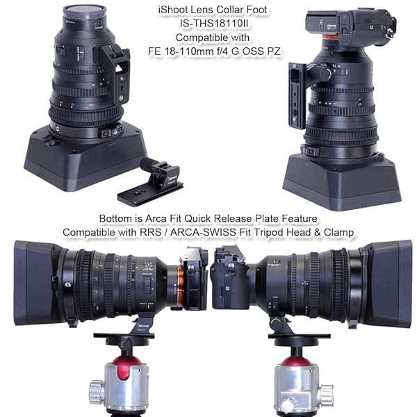 iShoot iShoot Lens Collar Foot Tripod Mount for Sony 100-400mm, 70-200mm & 18-110mm - Arca-Swiss Quick Release Compatible - View 6 of 10