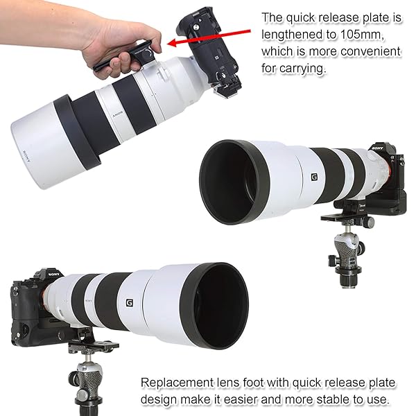 iShoot iShoot Lens Collar Replacement Foot for Sony FE 200-600mm Lens - Arca-Swiss Tripod Mount with Quick Release - View 8 of 11