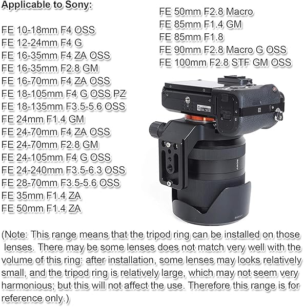 iShoot iShoot Lens Collar Tripod Mount for Sony FE 24-240mm, 24-105mm, 16-35mm, 24-70mm, 35mm, 50mm, 85mm - Ultimate Support Bracket - View 7 of 11