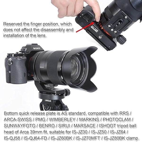iShoot iShoot Lens Collar Tripod Mount for Sony FE 24-240mm, 24-105mm, 16-35mm, 24-70mm, 35mm, 50mm, 85mm - Ultimate Support Bracket - View 8 of 11